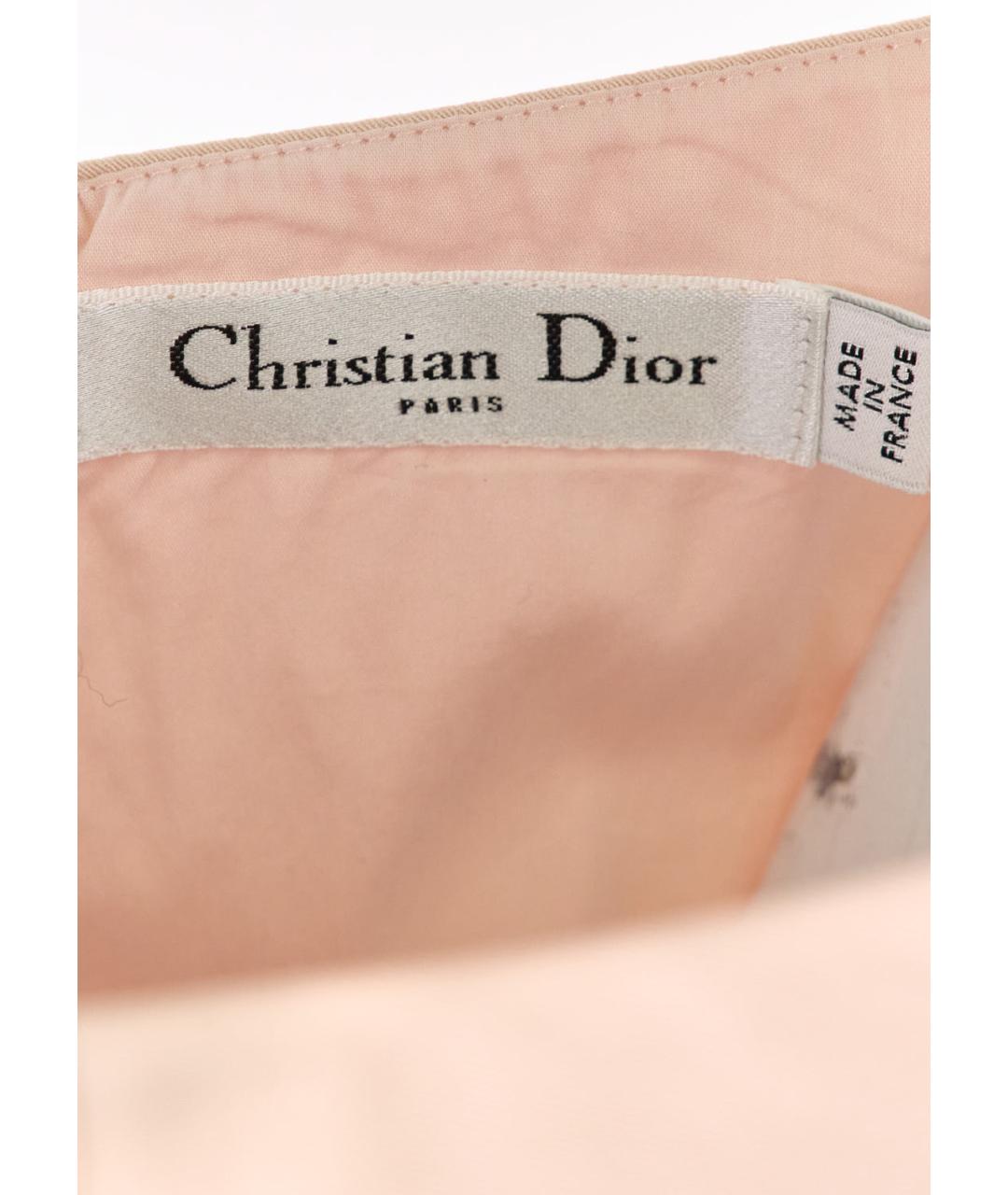 CHRISTIAN DIOR Бежевое хлопко-эластановое коктейльное платье, фото 3