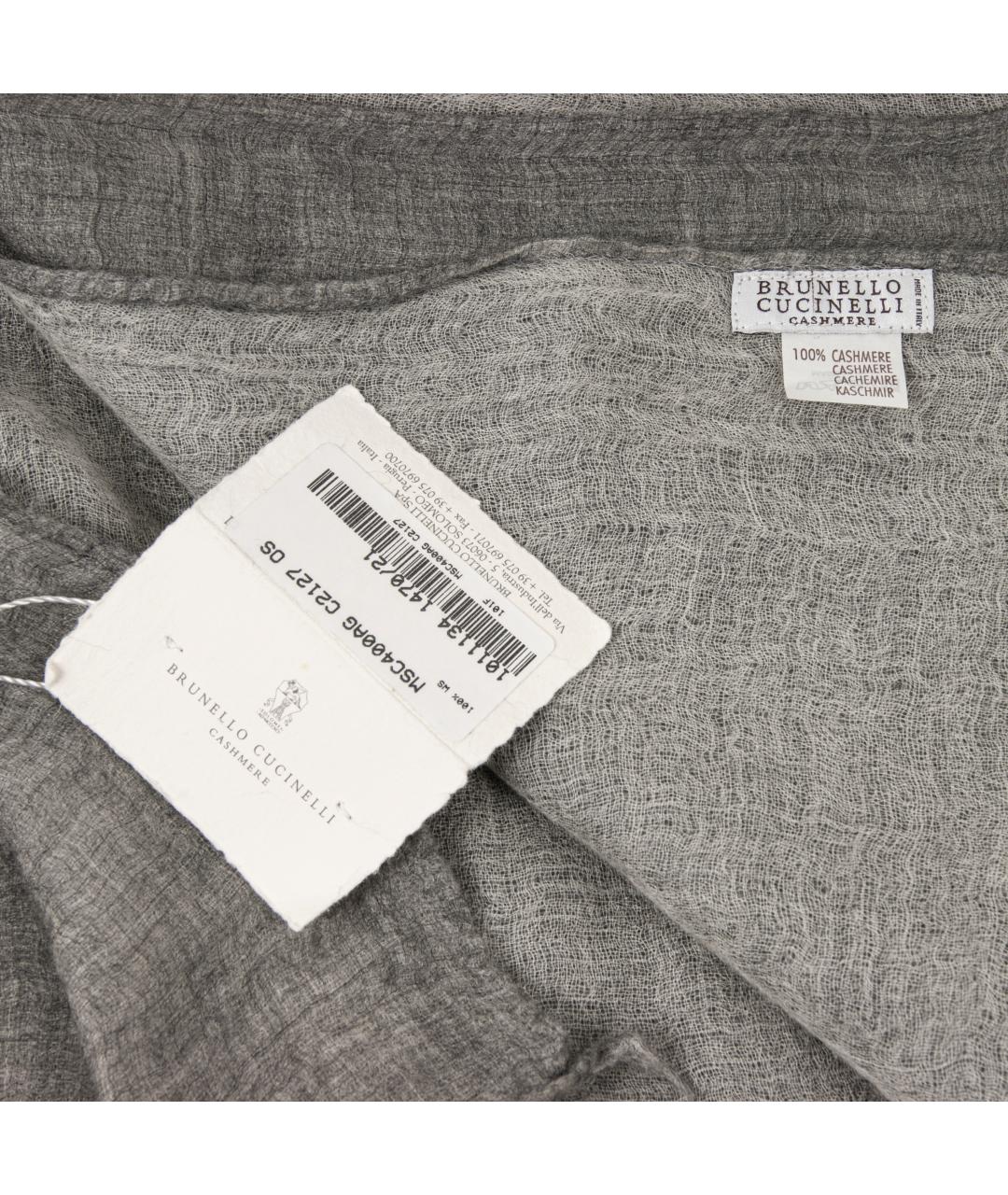BRUNELLO CUCINELLI Серый кашемировый шарф, фото 4