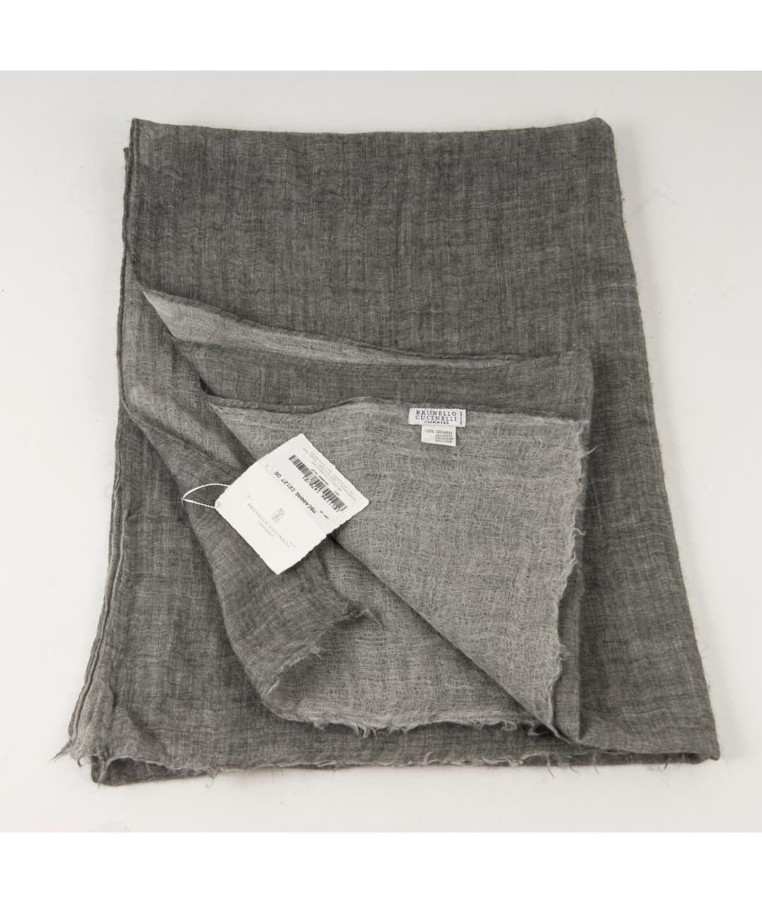 BRUNELLO CUCINELLI Серый кашемировый шарф, фото 3