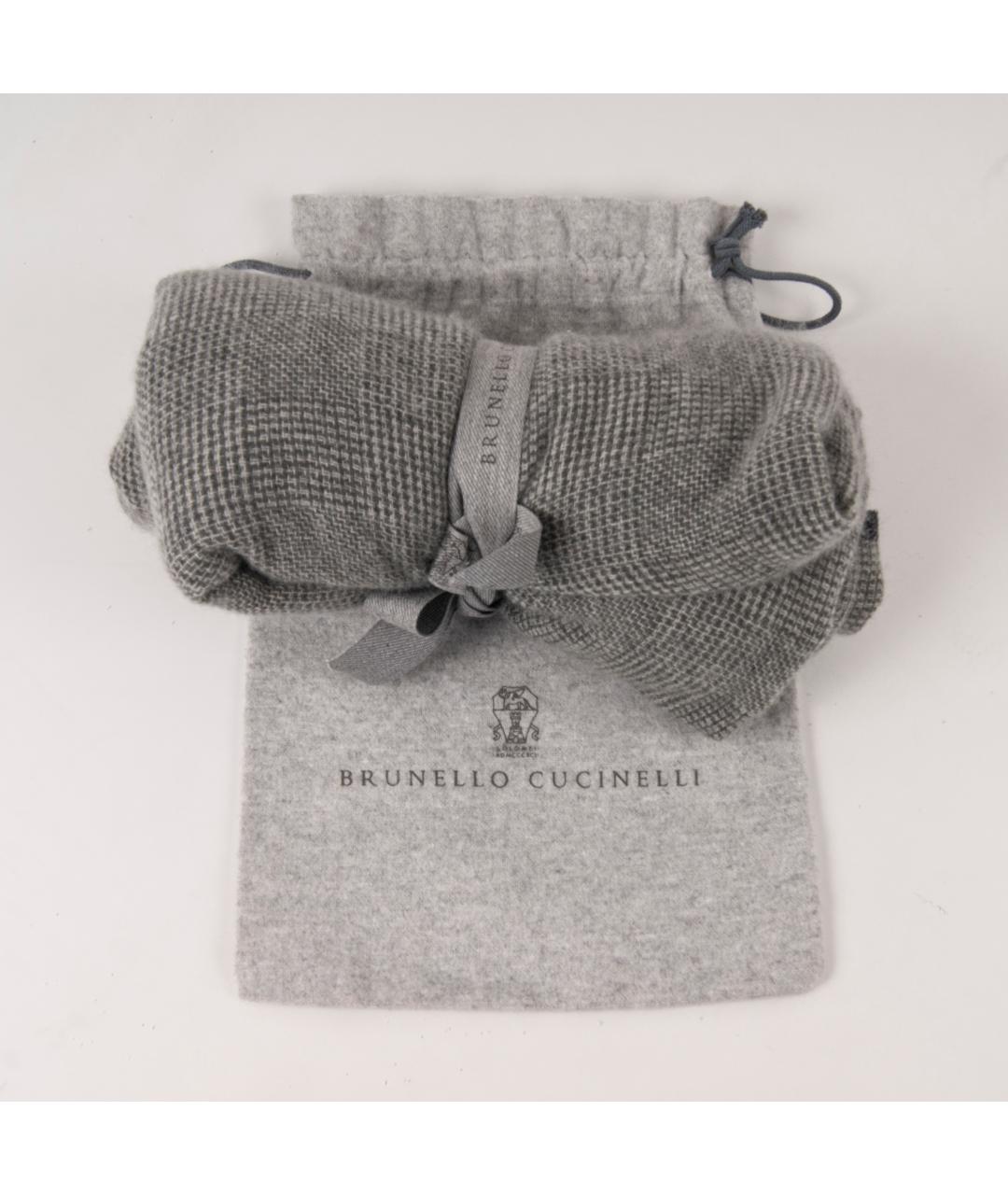 BRUNELLO CUCINELLI Серый кашемировый шарф, фото 5