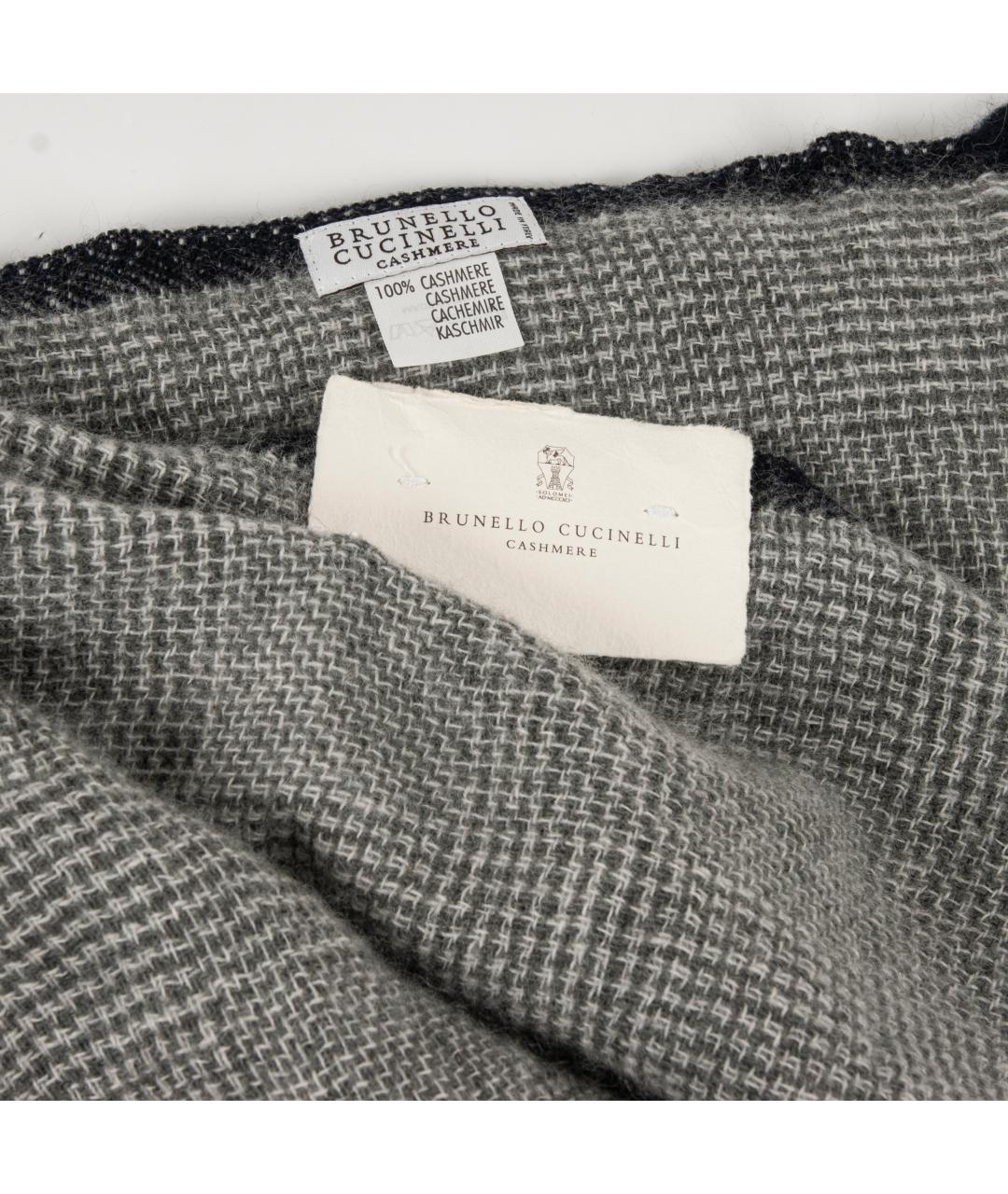 BRUNELLO CUCINELLI Серый кашемировый шарф, фото 4