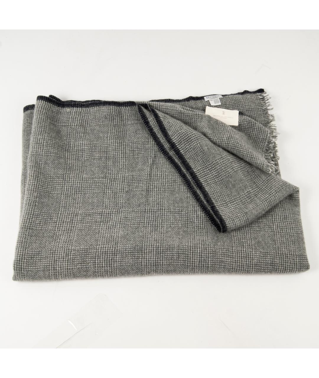 BRUNELLO CUCINELLI Серый кашемировый шарф, фото 3