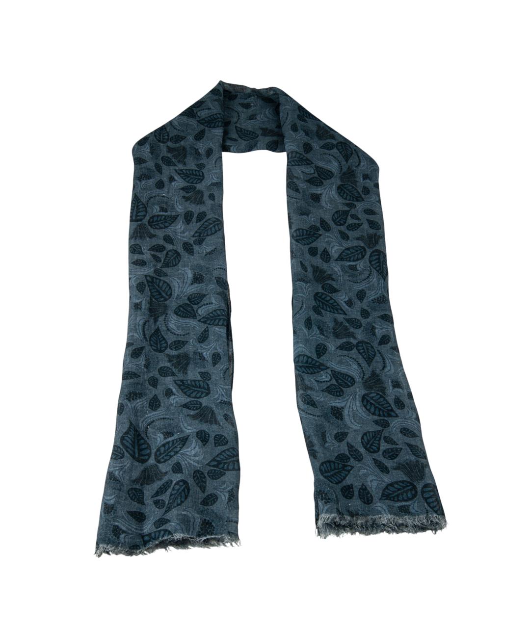 BRUNELLO CUCINELLI Темно-синий льняной шарф, фото 1