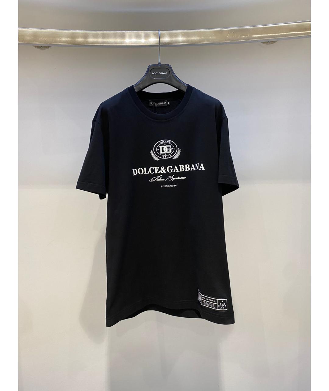 DOLCE&GABBANA Черная хлопковая футболка, фото 3