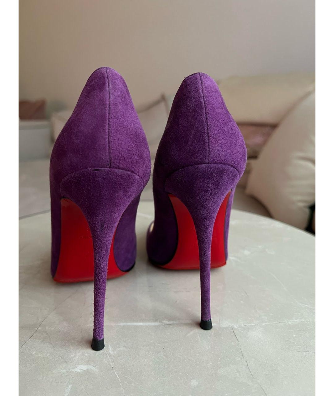 CHRISTIAN LOUBOUTIN Фиолетовые замшевые туфли, фото 4