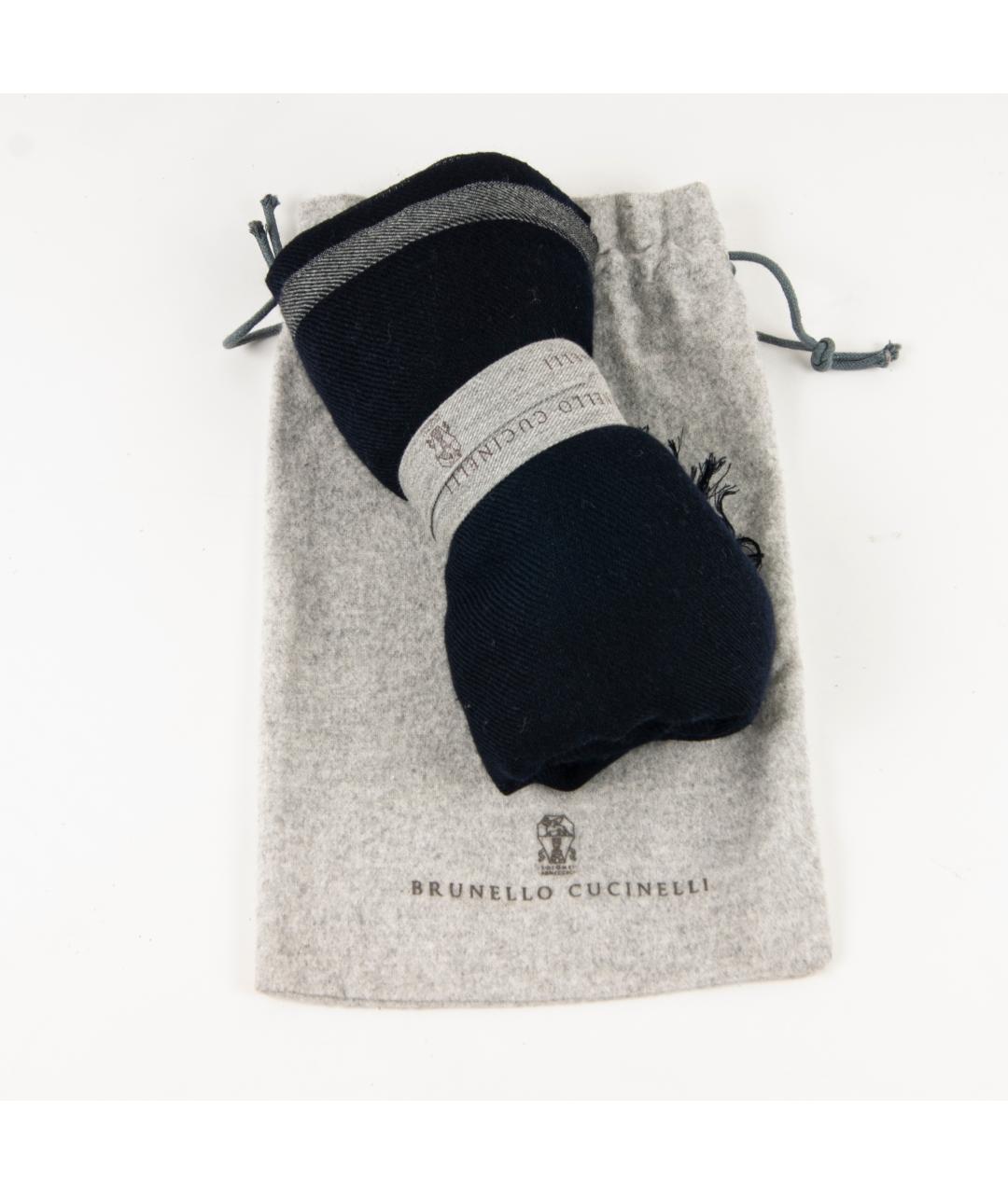BRUNELLO CUCINELLI Темно-синий кашемировый шарф, фото 5