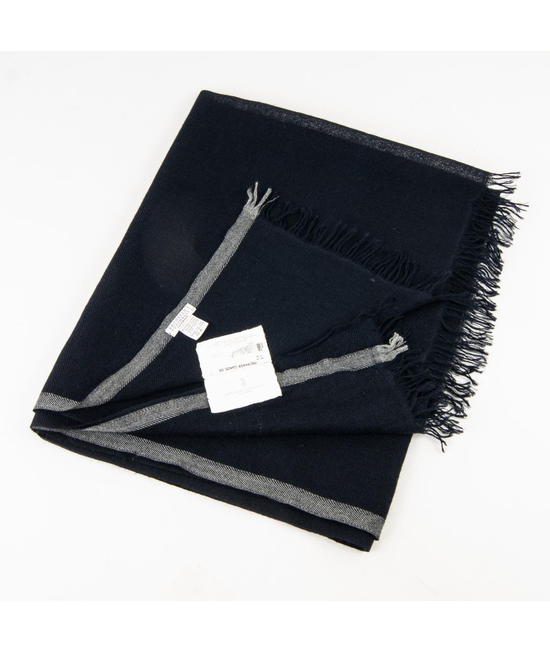 BRUNELLO CUCINELLI Темно-синий кашемировый шарф, фото 3
