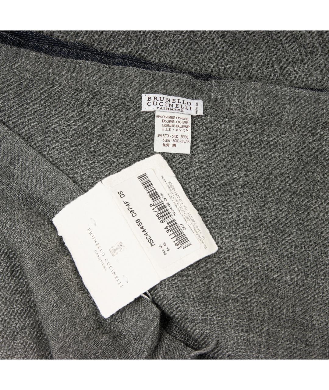 BRUNELLO CUCINELLI Серый кашемировый шарф, фото 4