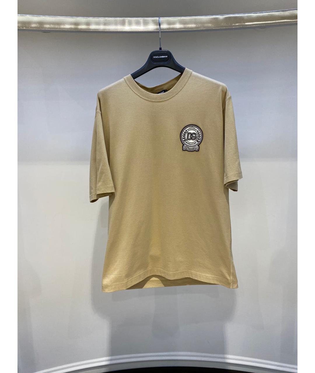 DOLCE&GABBANA Бежевая хлопковая футболка, фото 3