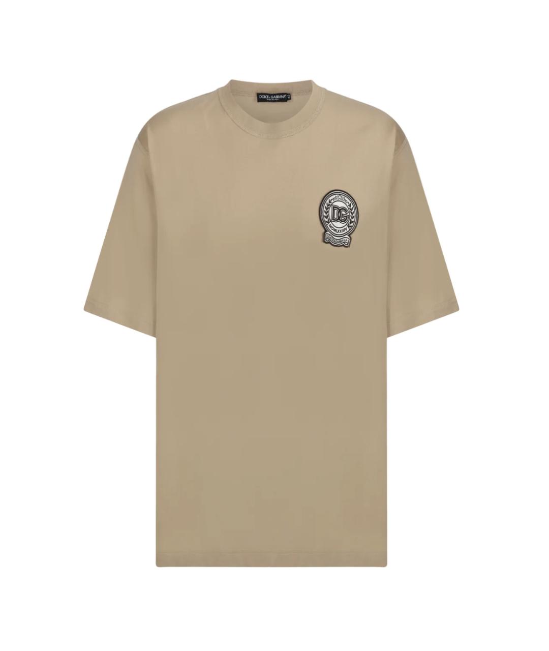 DOLCE&GABBANA Бежевая хлопковая футболка, фото 1