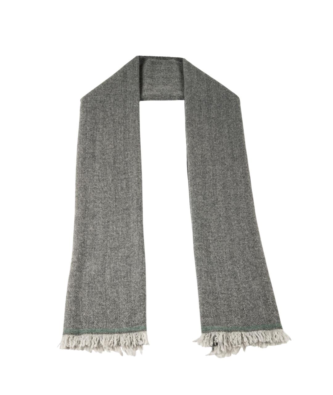 BRUNELLO CUCINELLI Серый кашемировый шарф, фото 1