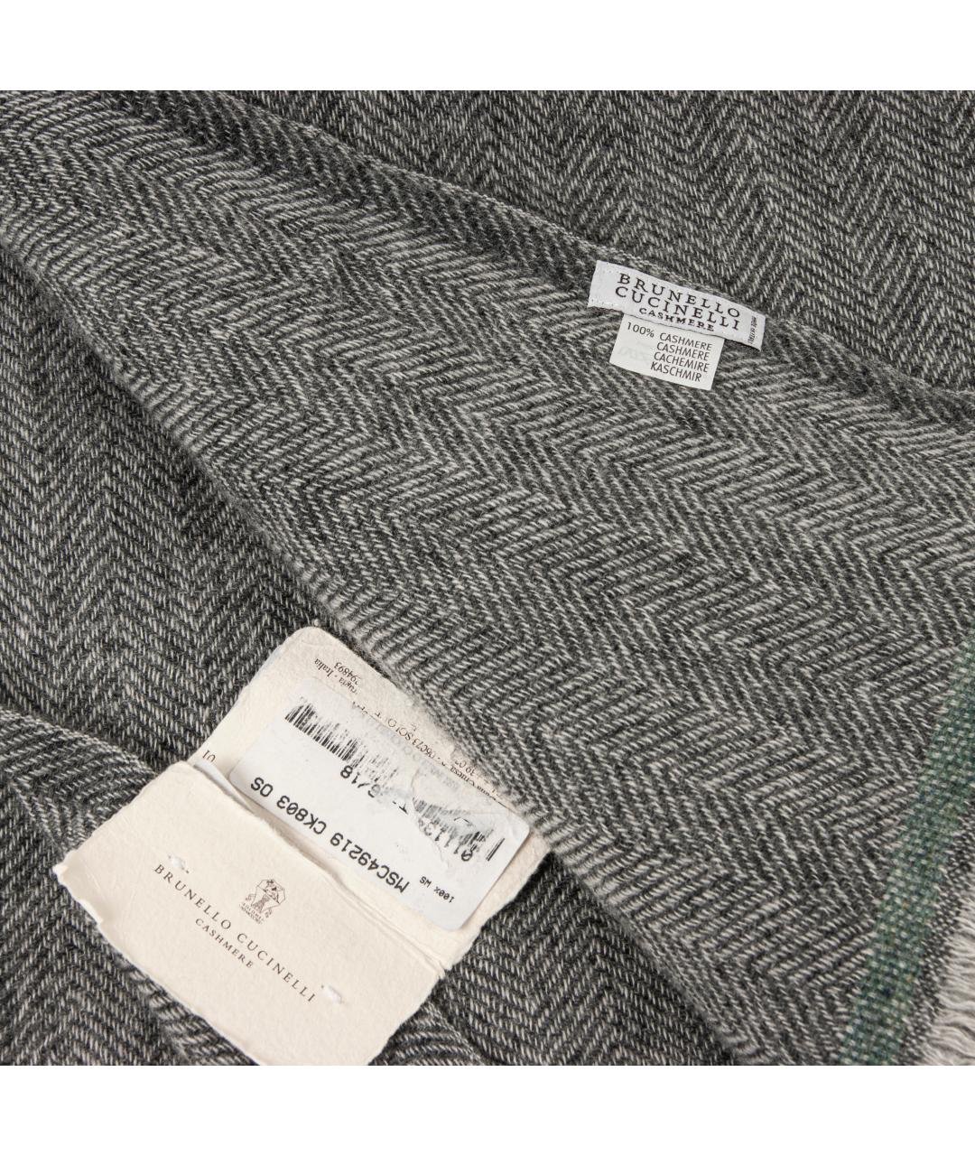 BRUNELLO CUCINELLI Серый кашемировый шарф, фото 4