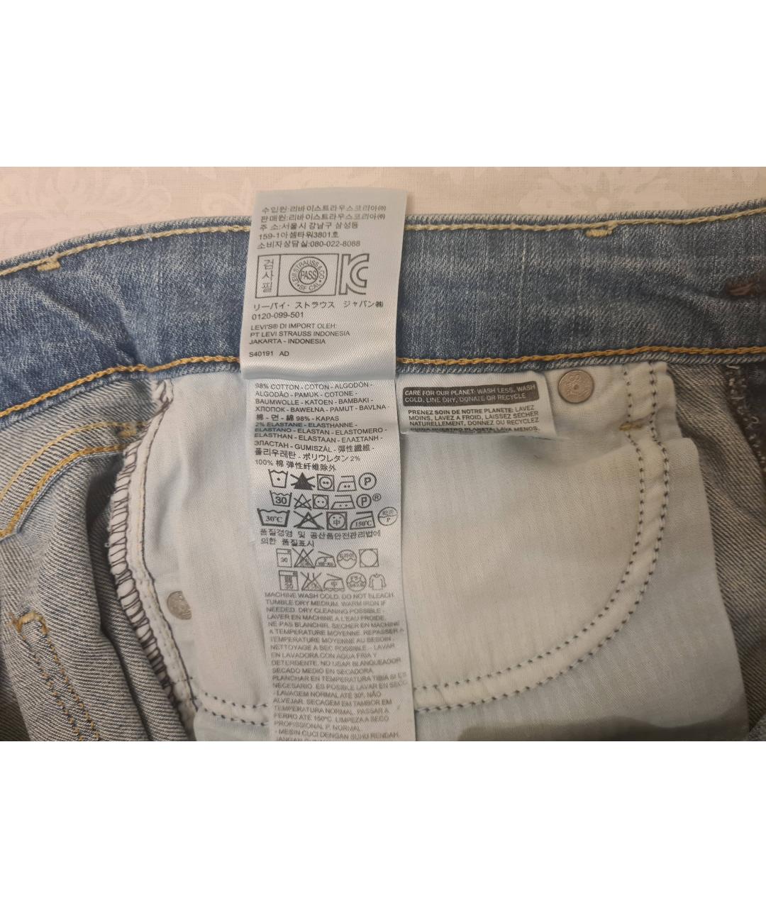 LEVI'S Голубые хлопковые прямые джинсы, фото 6