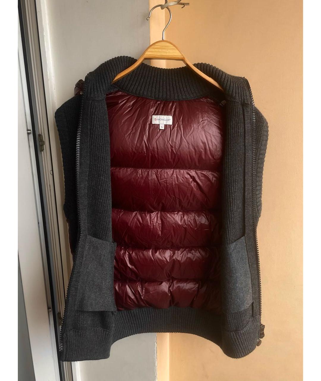MONCLER Бордовый шерстяной жилет, фото 4