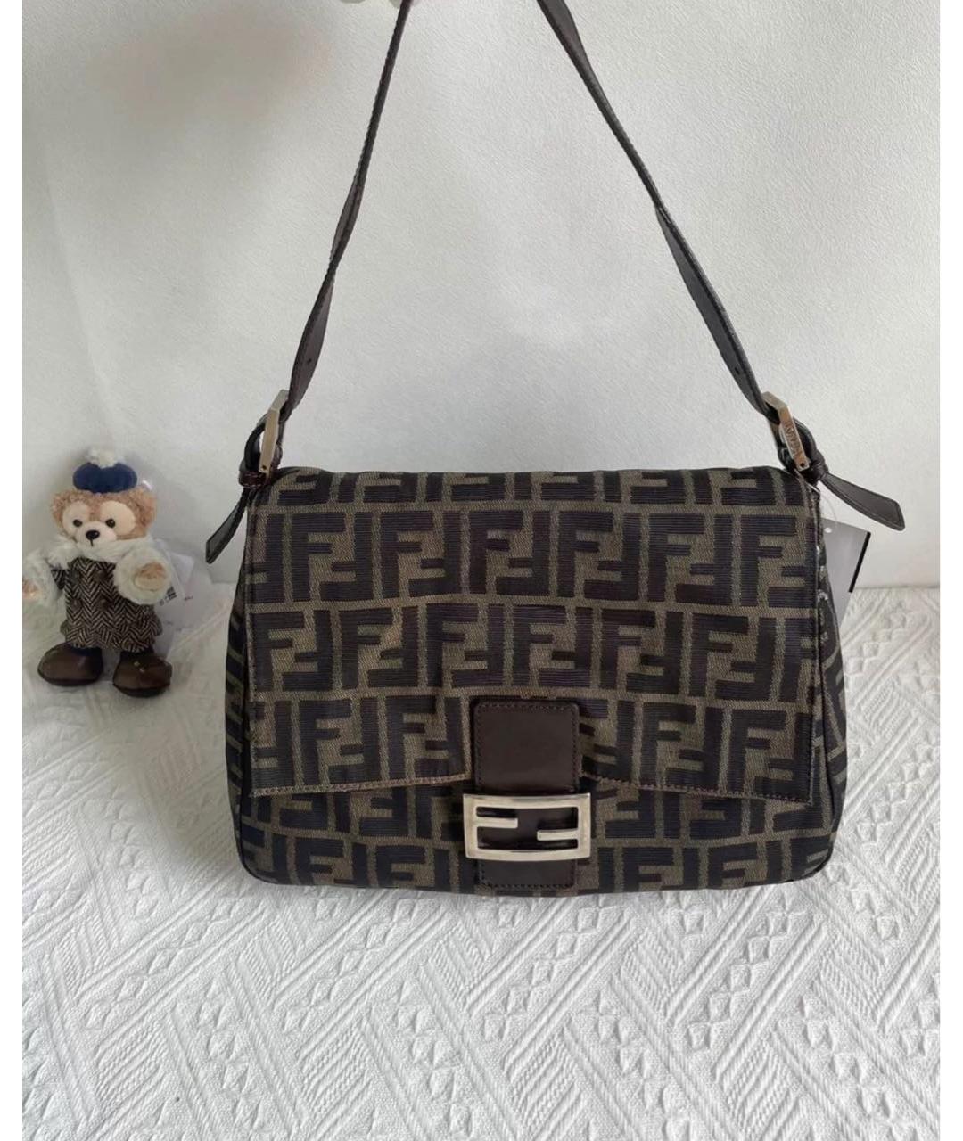 FENDI Коричневая жаккардовая сумка через плечо, фото 2