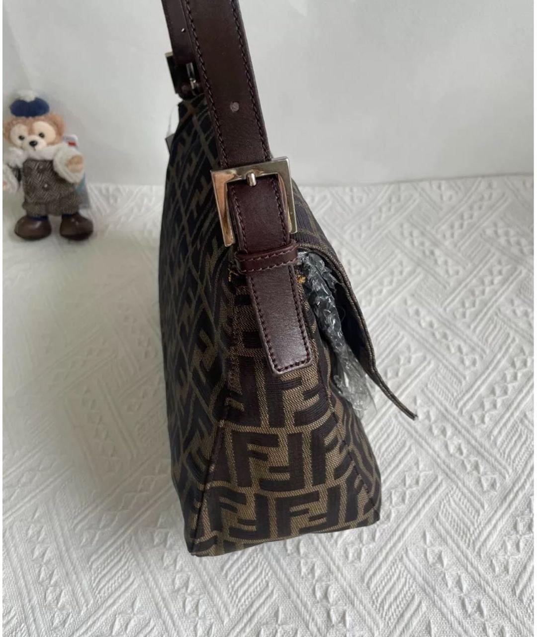 FENDI Коричневая жаккардовая сумка через плечо, фото 5