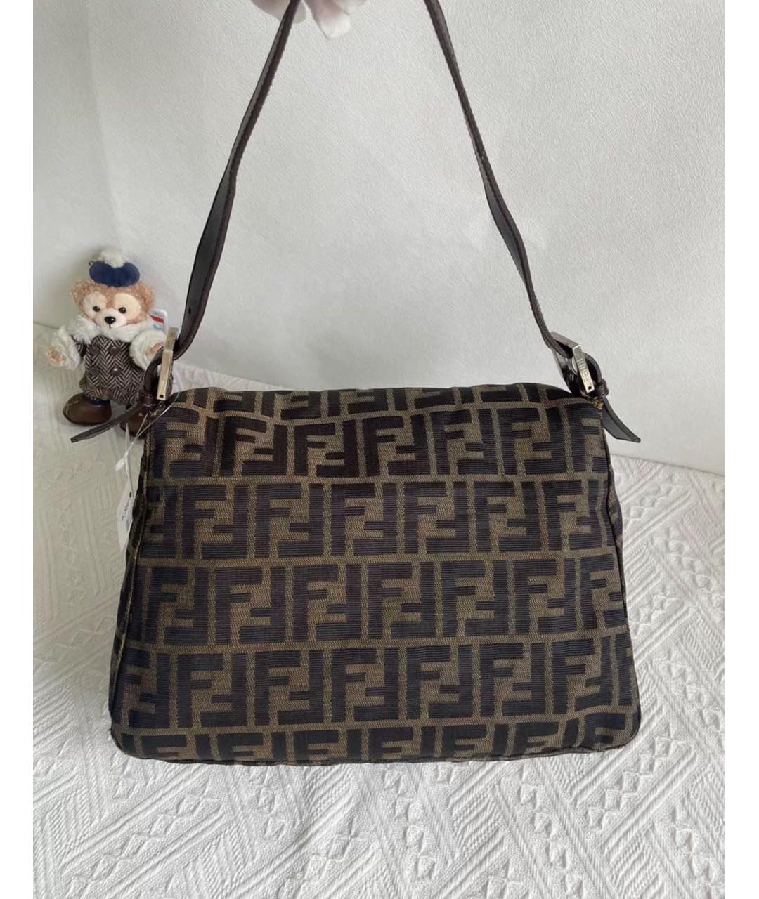 FENDI Коричневая жаккардовая сумка через плечо, фото 3