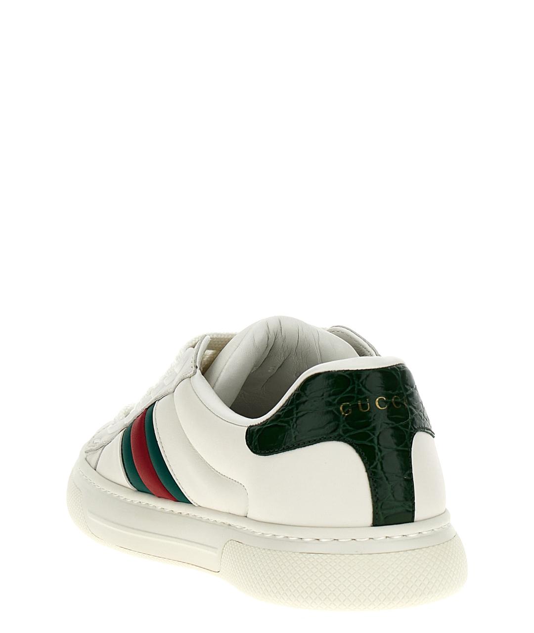 GUCCI Белые кожаные кеды, фото 3