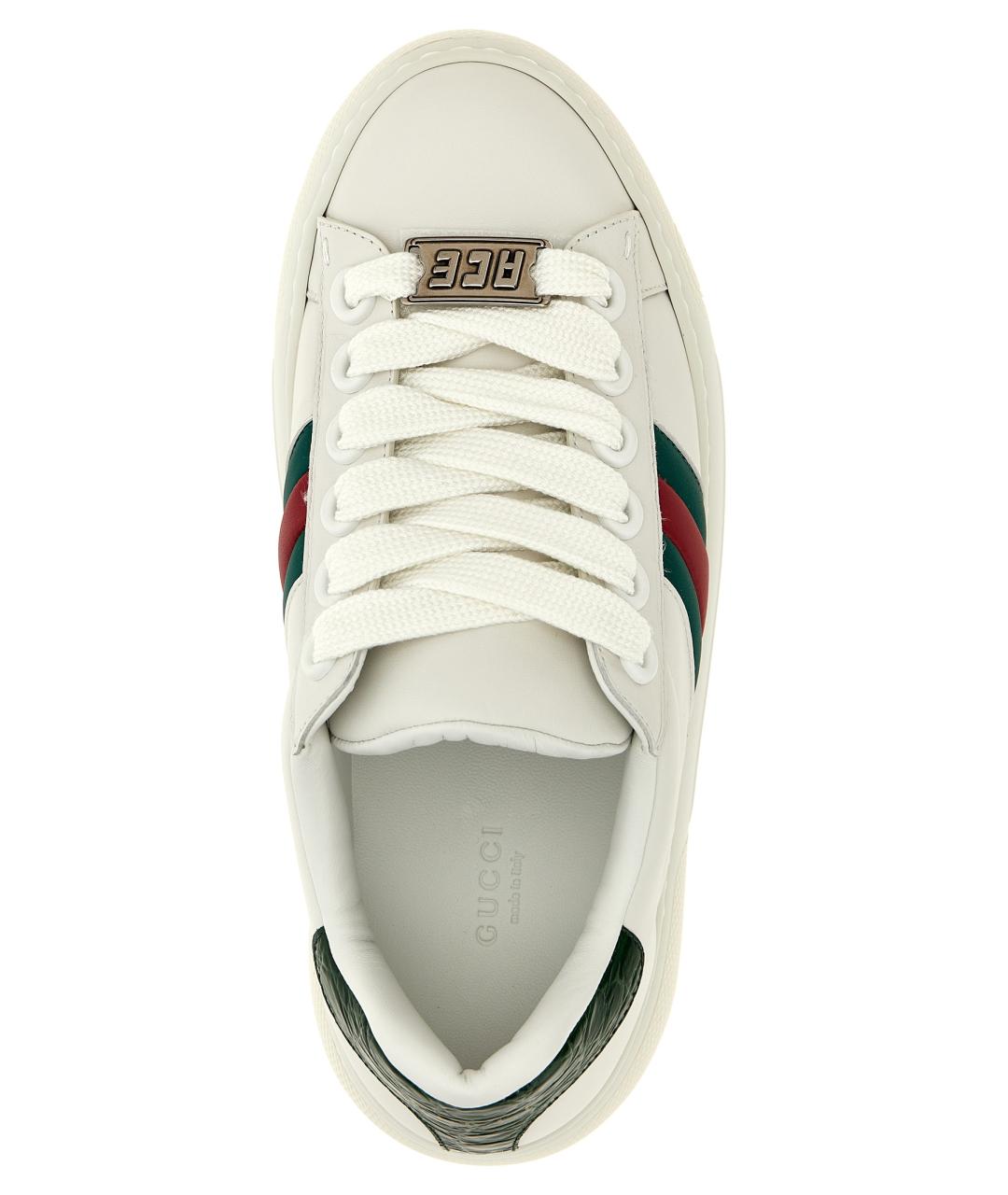 GUCCI Белые кожаные кеды, фото 4