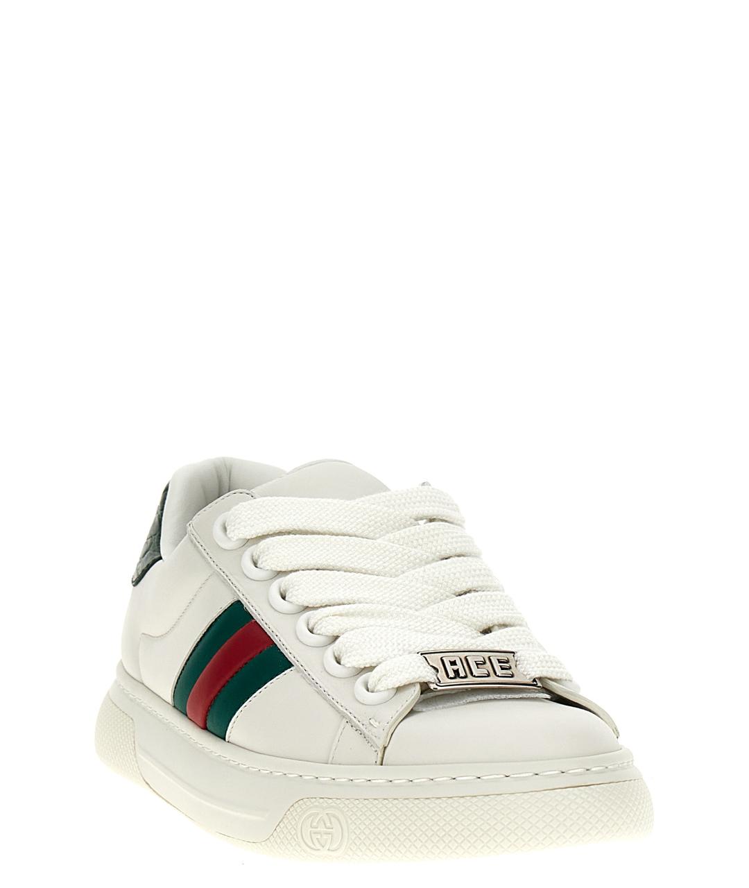 GUCCI Белые кожаные кеды, фото 2
