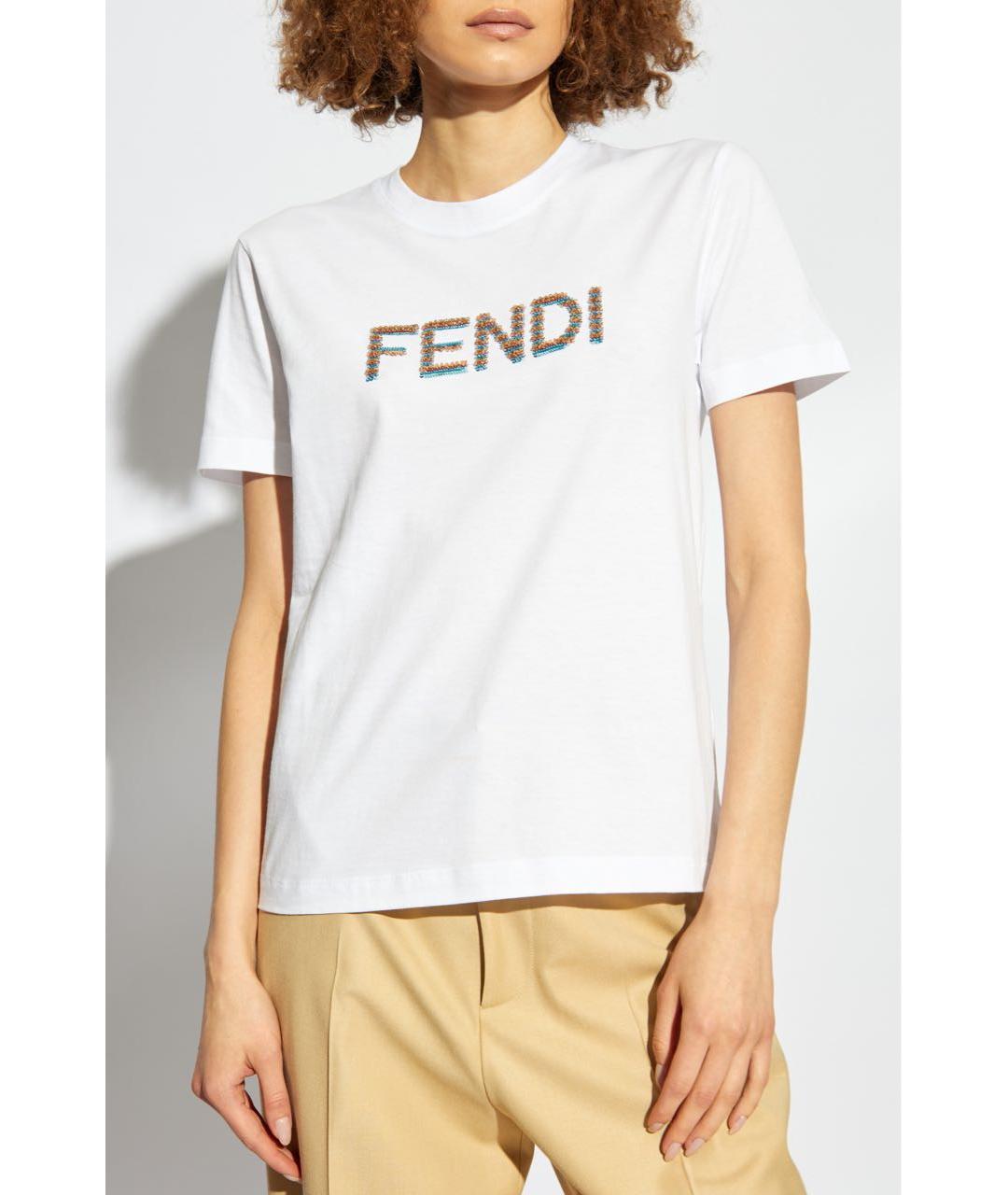 FENDI Белая хлопковая футболка, фото 3