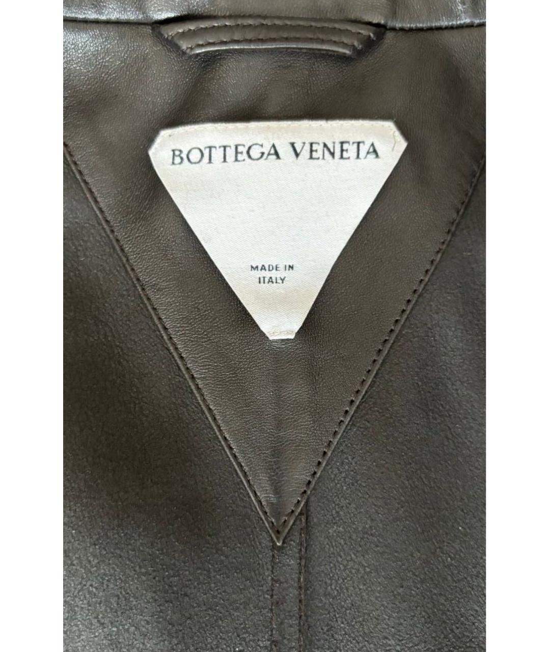 BOTTEGA VENETA Черное кожаное пальто, фото 4