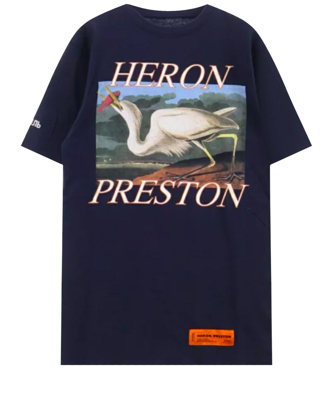 HERON PRESTON Синяя хлопковая футболка, фото 1