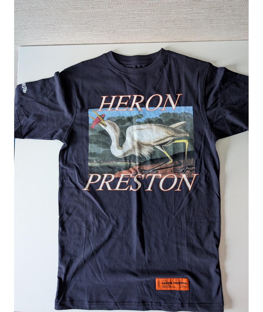 HERON PRESTON Синяя хлопковая футболка, фото 2