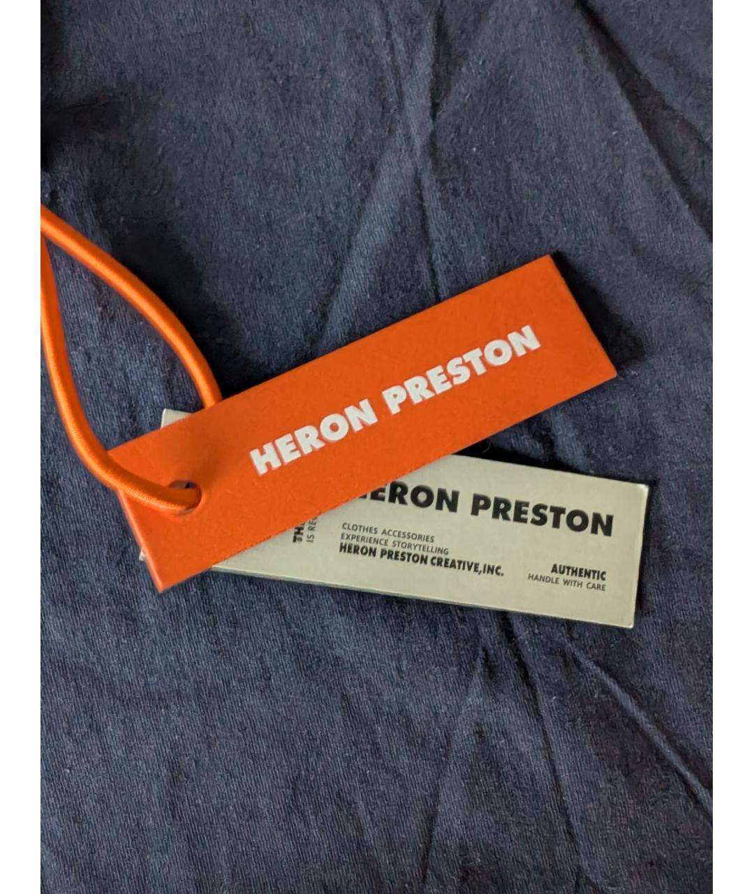 HERON PRESTON Синяя хлопковая футболка, фото 4