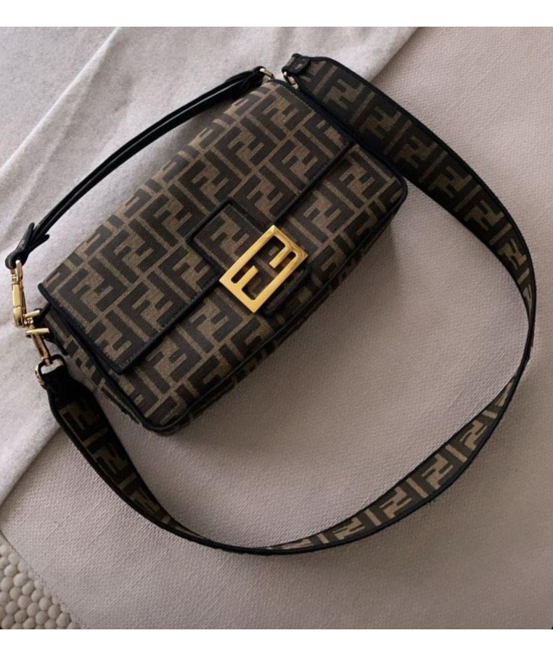 FENDI Коричневая тканевая сумка через плечо, фото 2