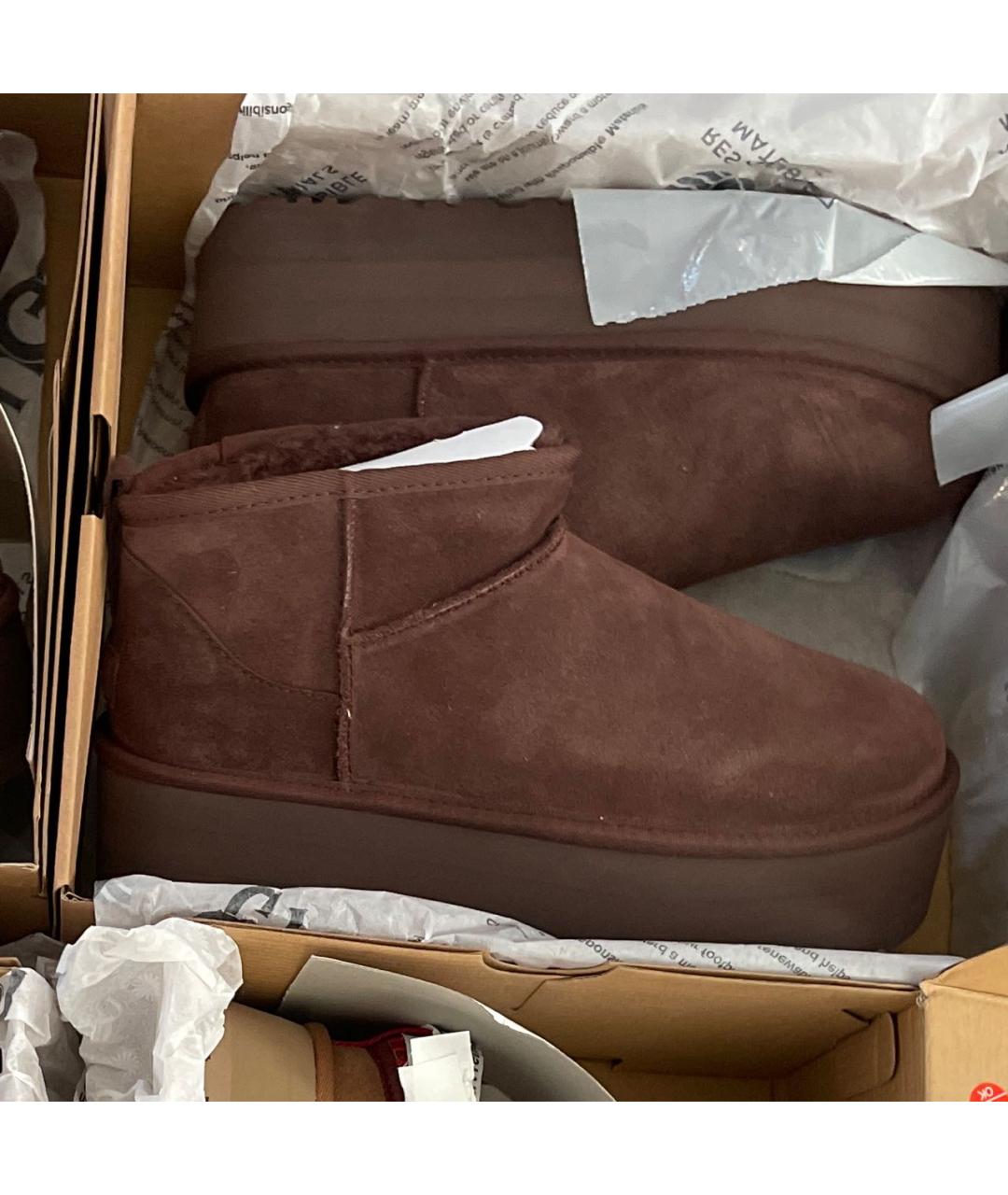 UGG AUSTRALIA Коричневые замшевые сапоги, фото 4