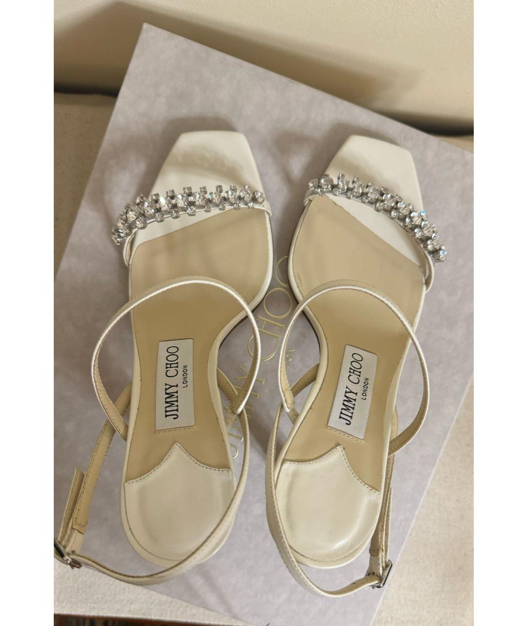 JIMMY CHOO Бежевые кожаные босоножки, фото 3