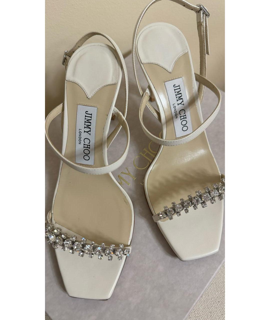 JIMMY CHOO Бежевые кожаные босоножки, фото 2