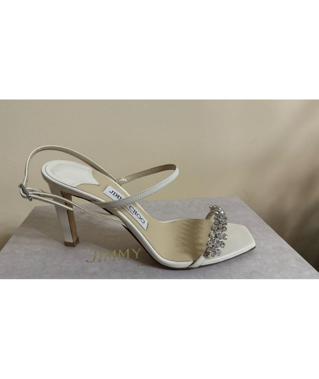 JIMMY CHOO Бежевые кожаные босоножки, фото 7