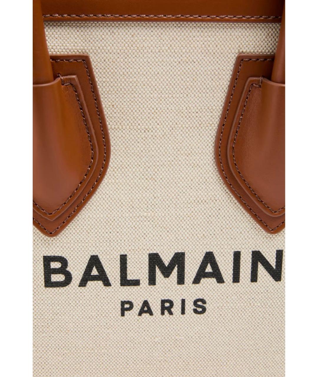 BALMAIN Бежевая хлопковая сумка тоут, фото 3