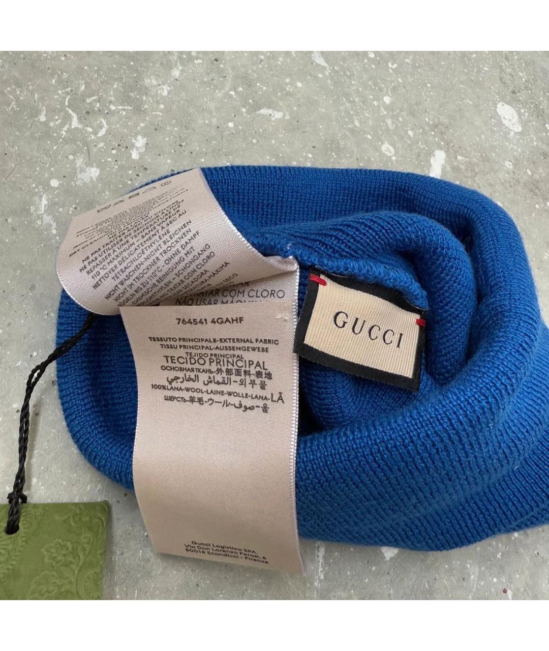 GUCCI Синяя шерстяная шапка, фото 6