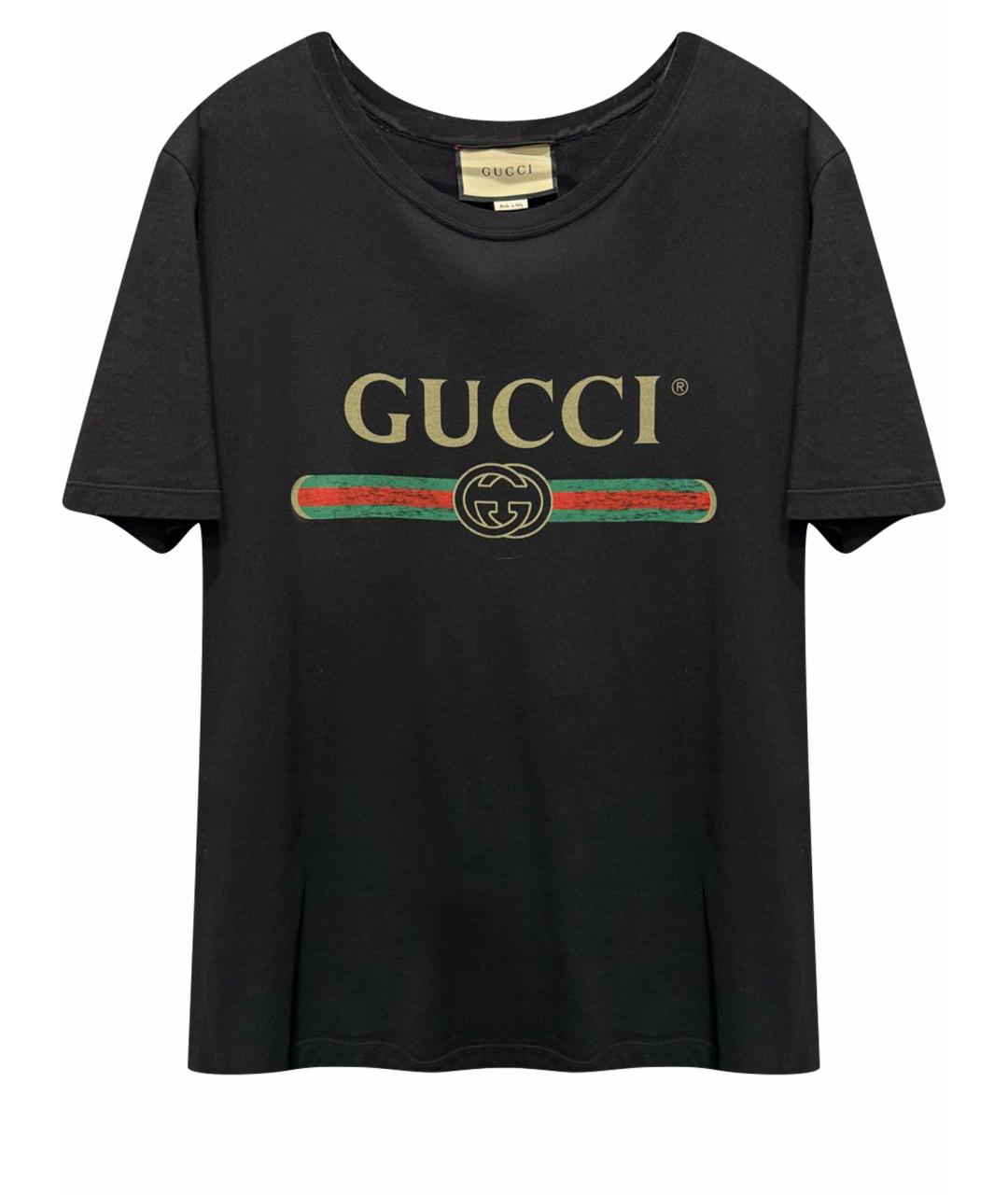 GUCCI Черная хлопковая футболка, фото 1