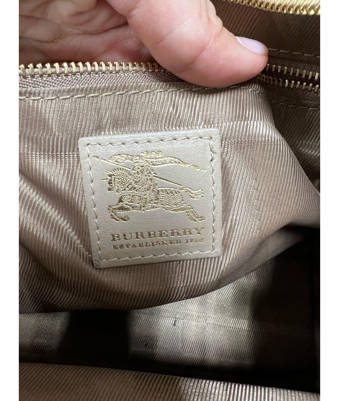 BURBERRY Бежевая кожаная сумка с короткими ручками, фото 5