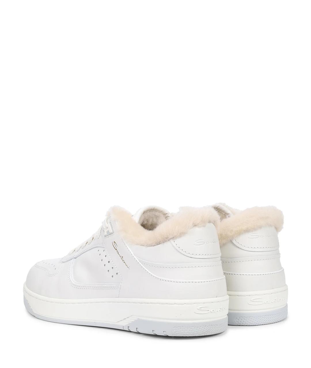 SANTONI Белые кожаные высокие кроссовки / кеды, фото 4