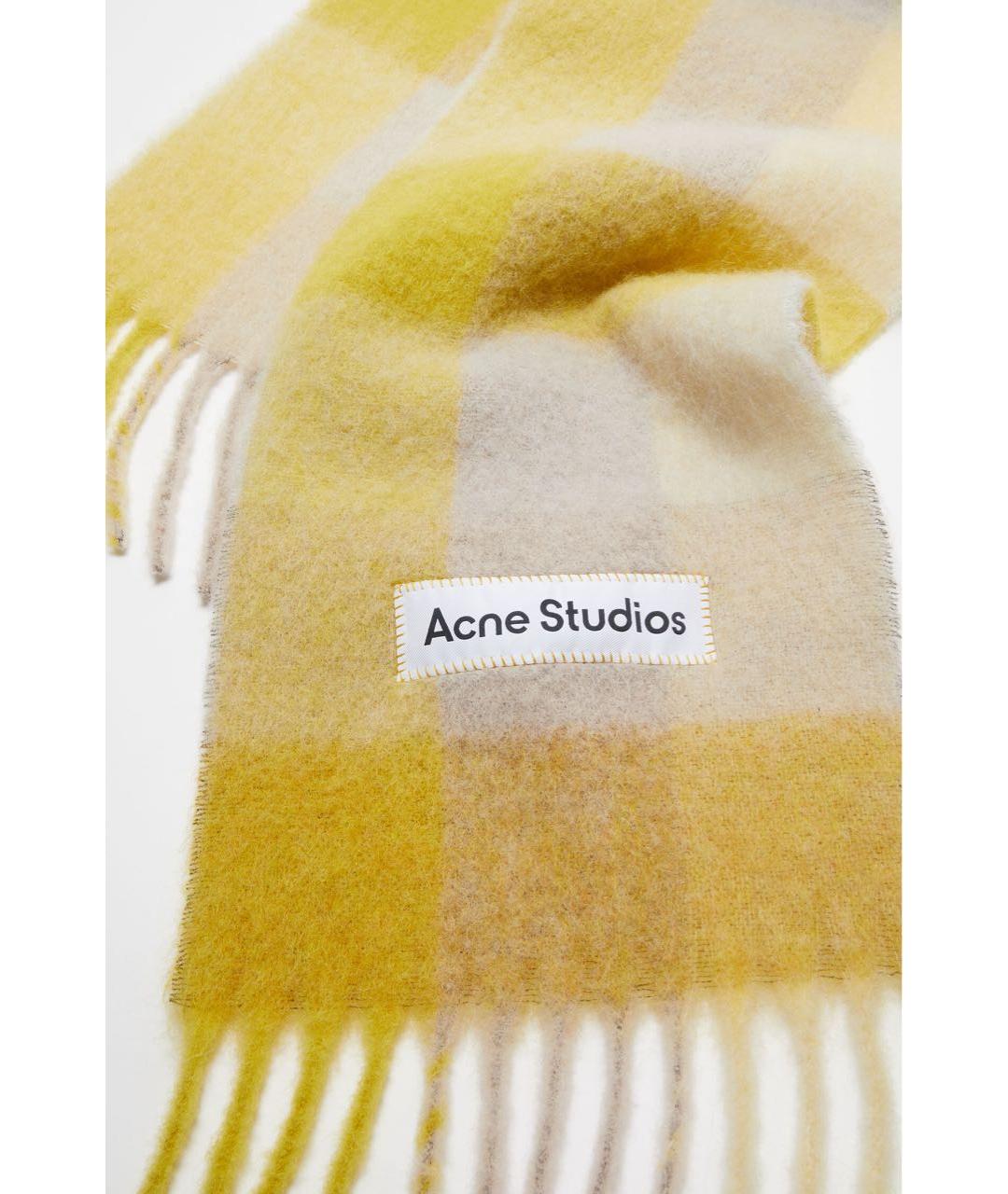 ACNE STUDIOS Желтый шерстяной шарф, фото 2