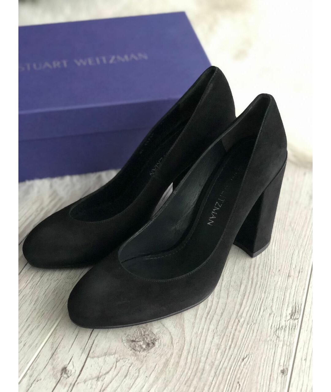 STUART WEITZMAN Черные нубуковые туфли, фото 3