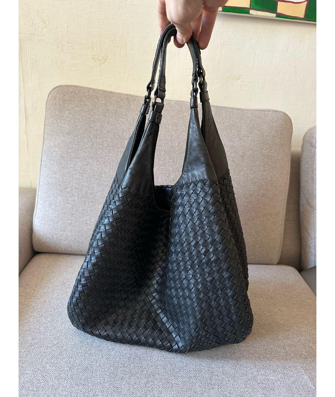 BOTTEGA VENETA Черная кожаная сумка через плечо, фото 2