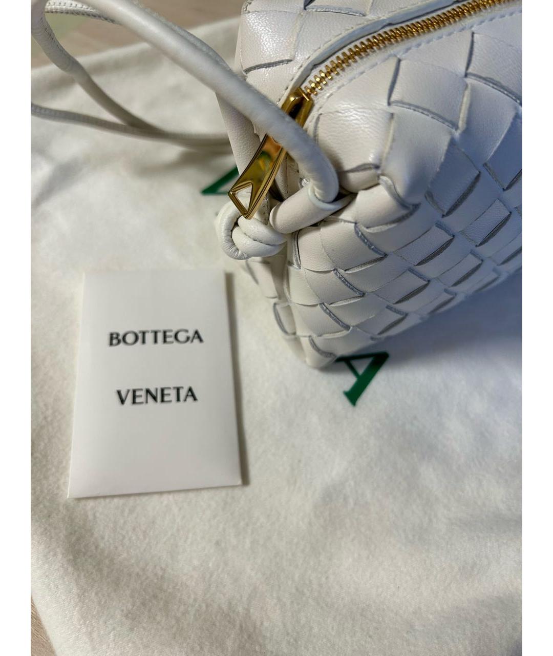 BOTTEGA VENETA Белая кожаная сумка через плечо, фото 3
