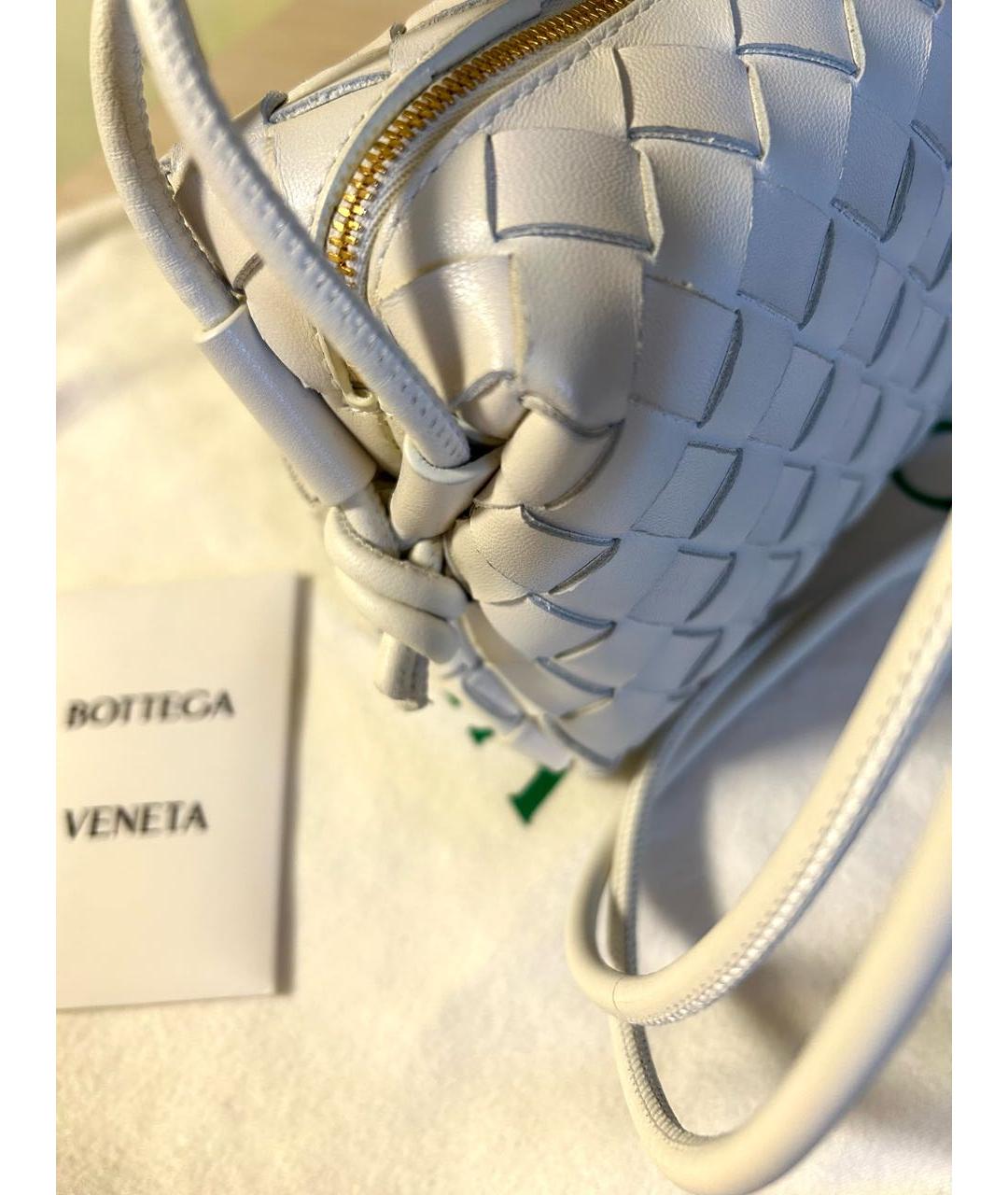 BOTTEGA VENETA Белая кожаная сумка через плечо, фото 4