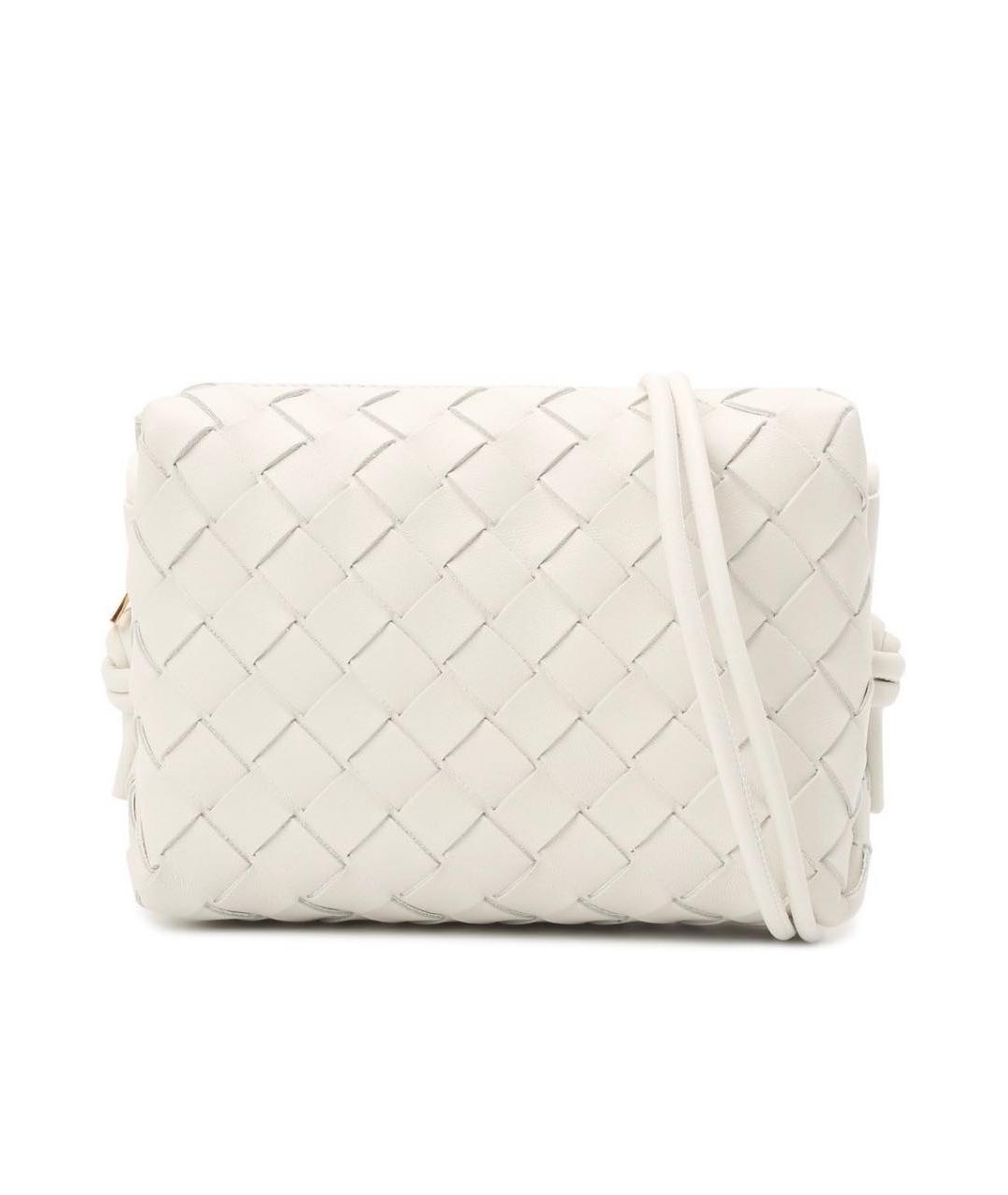 BOTTEGA VENETA Белая кожаная сумка через плечо, фото 6
