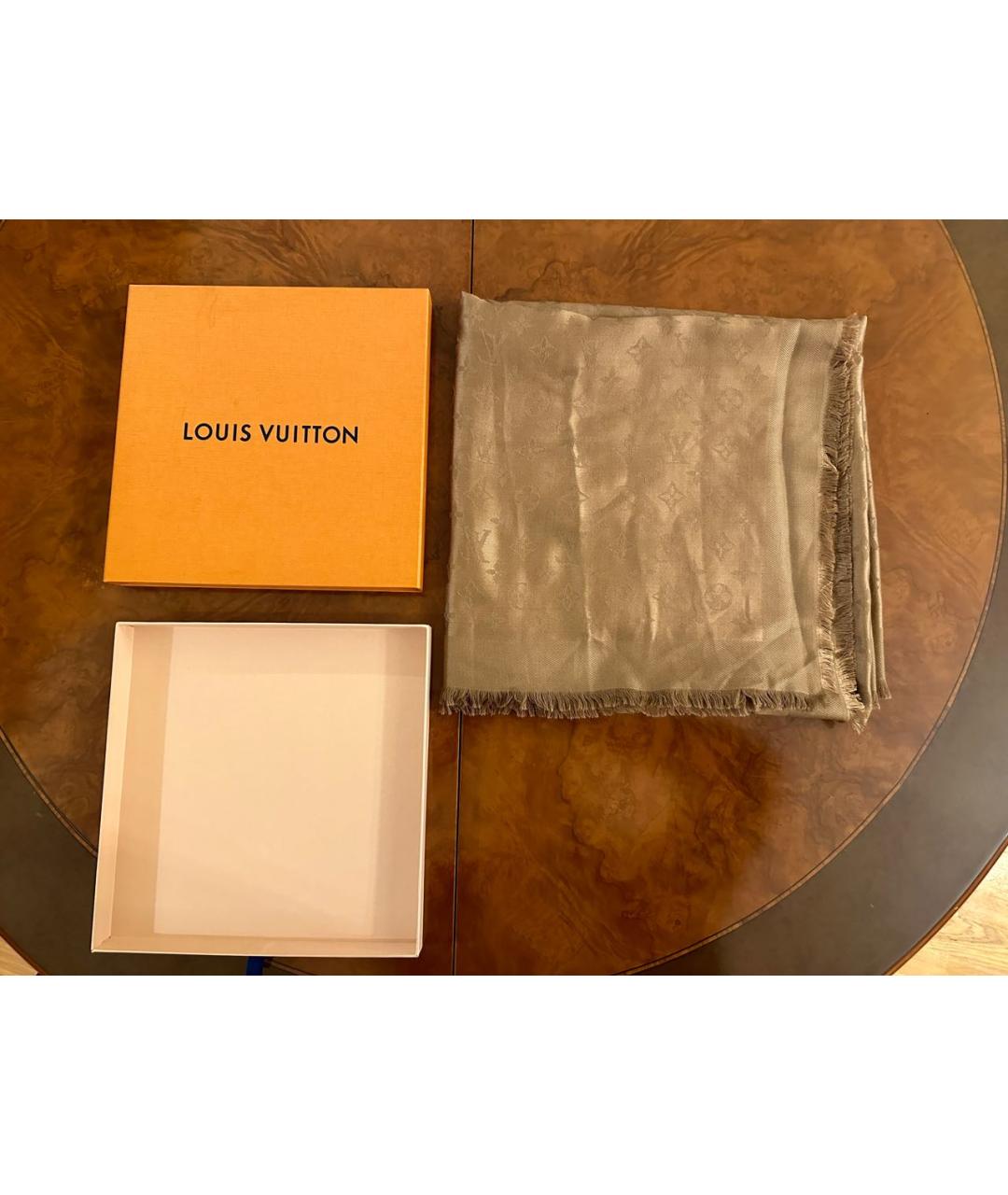 LOUIS VUITTON Золотой шелковый платок, фото 5