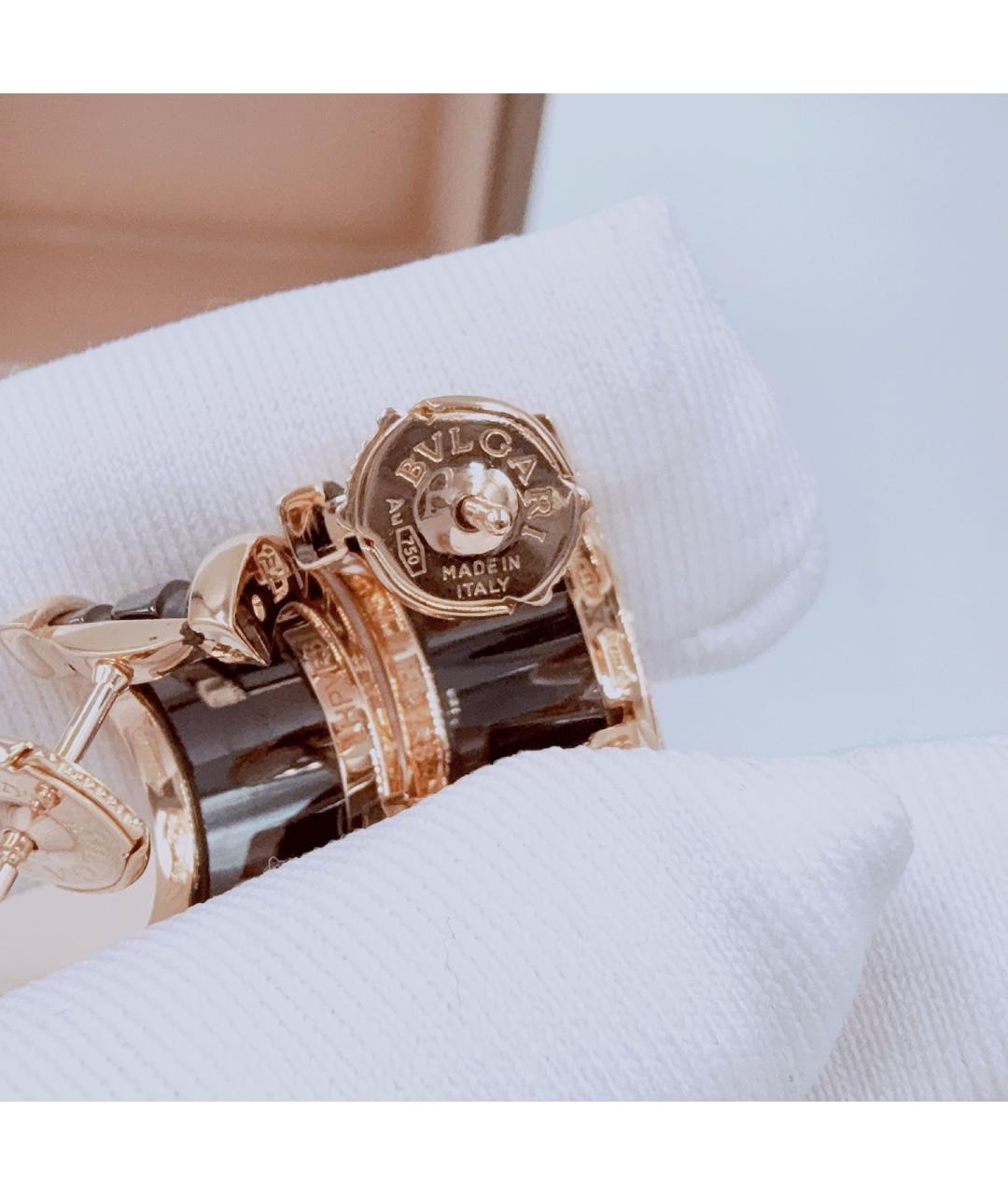 BVLGARI Черные серьги из розового золота, фото 4