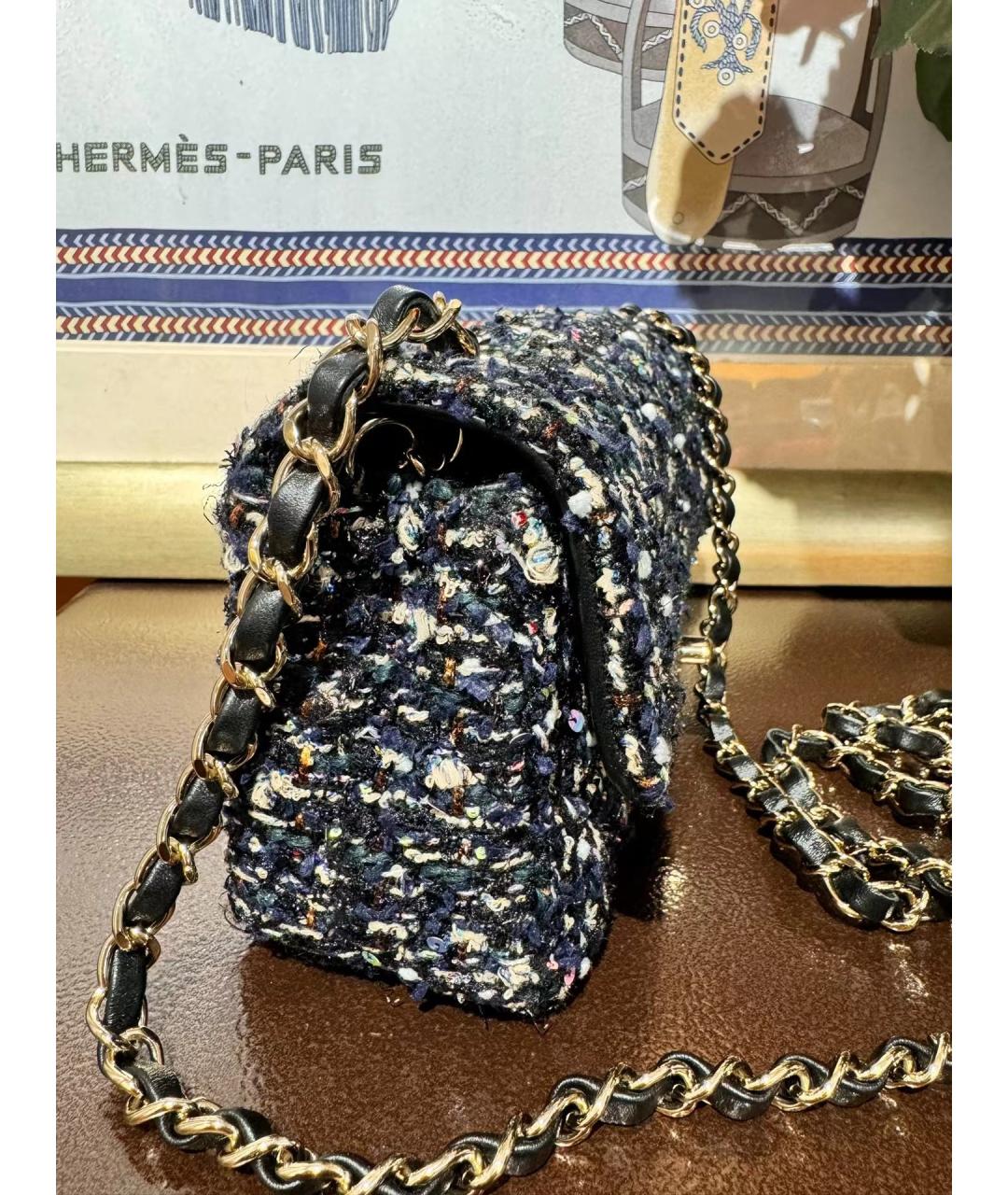 CHANEL Черная твидовая сумка через плечо, фото 3