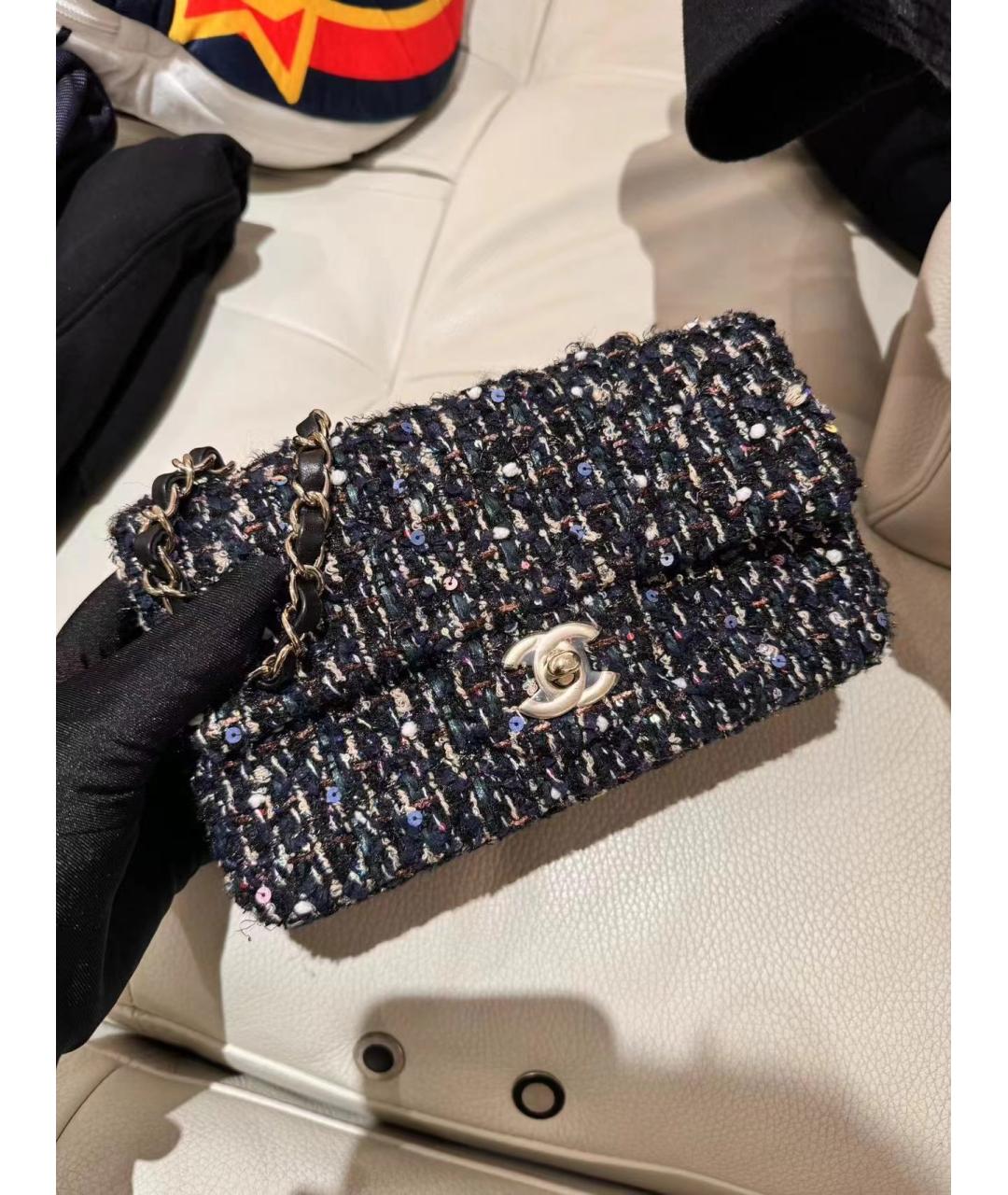 CHANEL Черная твидовая сумка через плечо, фото 5