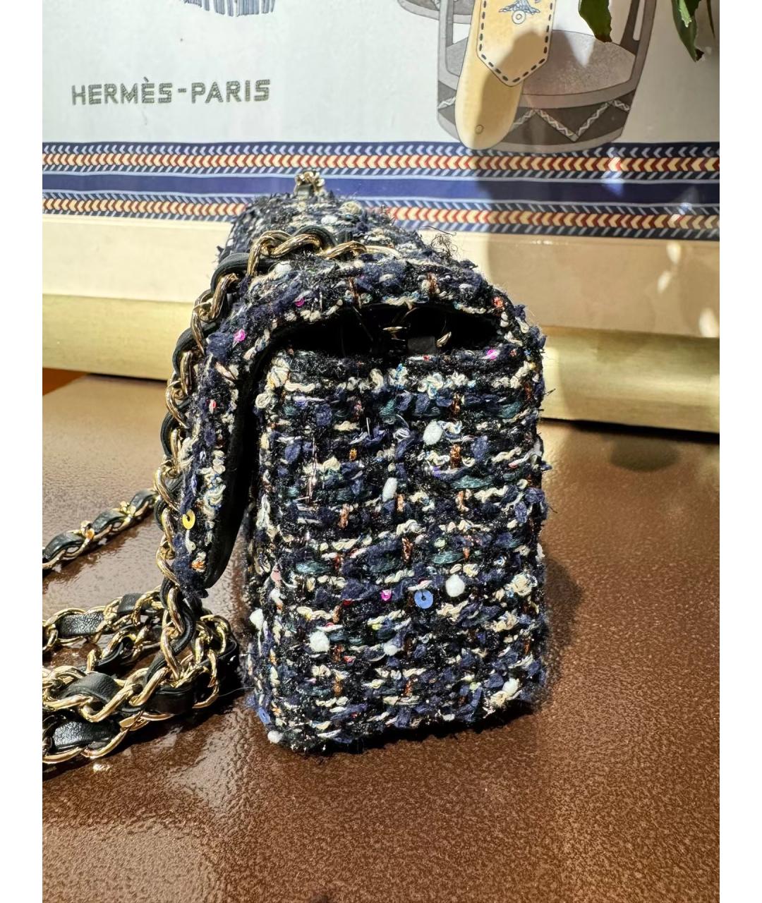 CHANEL Черная твидовая сумка через плечо, фото 4